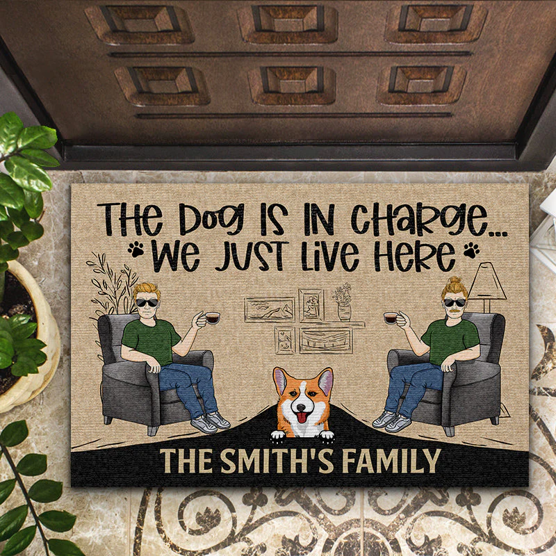 Family Couple The Dogs Are In Charge - Gift For Dog Lovers - Personalized Custom Doormat - Image 2