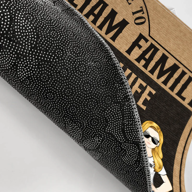Family Couple Welcome Beware Of Wife Husband Is Cool - Gift For Couple - Personalized Custom Doormat - Image 3