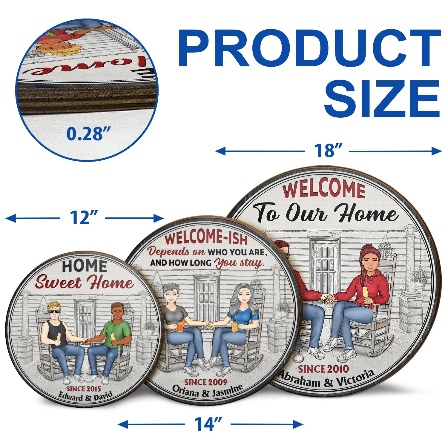 Family Couple Welcome To Our Home - Couple Gift - Personalized Custom Wood Circle Sign - Image 5