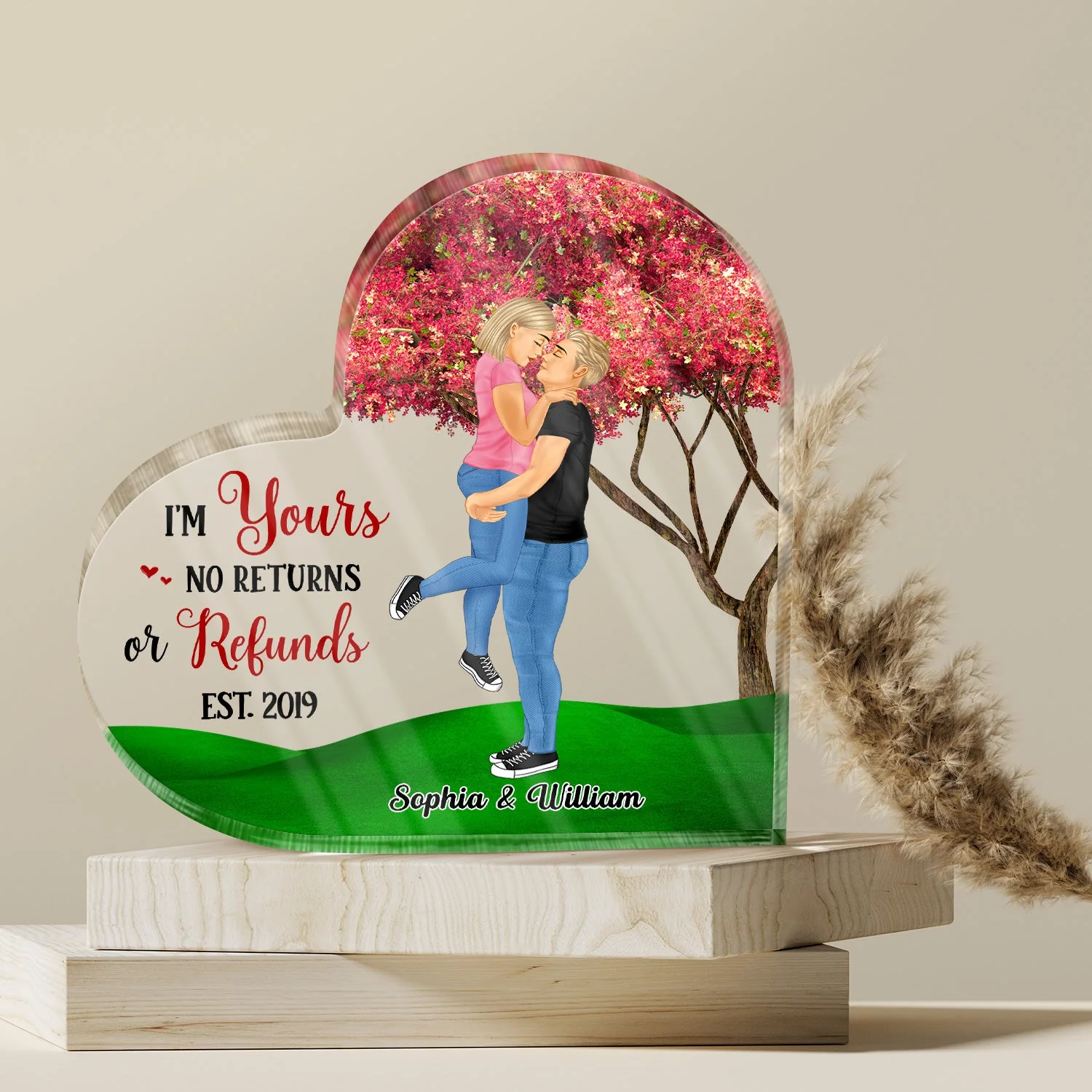 Family Couples Together Since I'm Yours - Anniversary, Birthday Gift For Spouse, Lover, Husband, Wife, Boyfriend, Girlfriend, Married Couple - Personalized Custom Heart Shaped Acrylic Plaque - Image 4