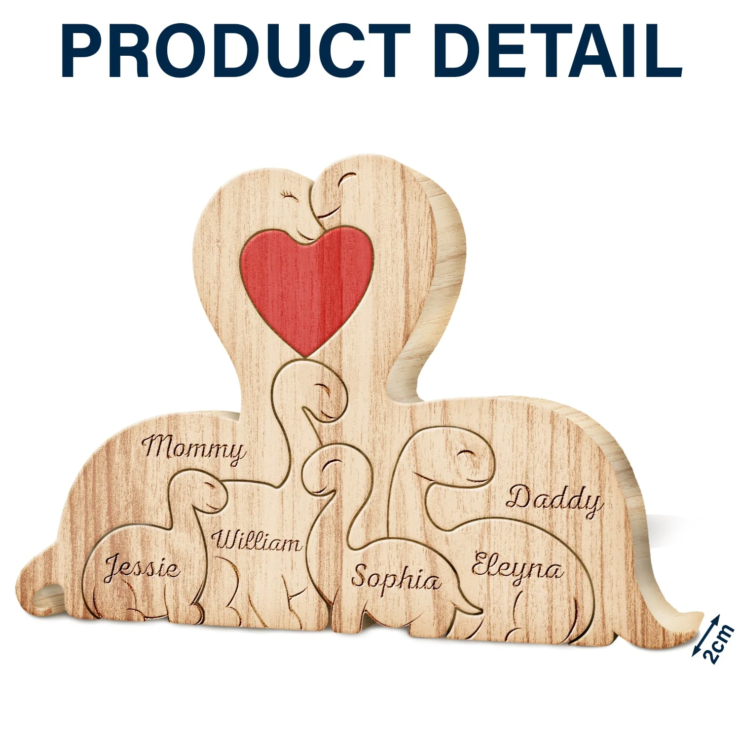 Family Dinosaurs - Gift For Parents, Father, Mother - Personalized Custom Shaped Wooden Puzzle - Image 4