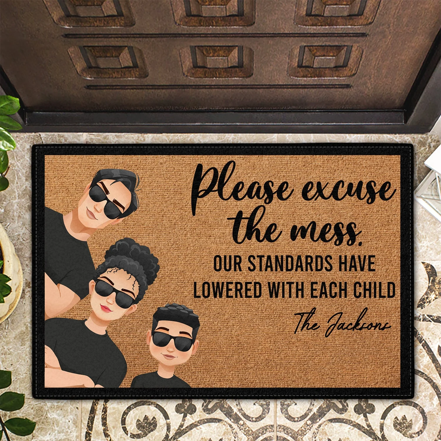 Family Excuse The Mess Flat Art Family - Gift For Family, Home Decor, Housewarming Gift - Personalized Doormat - Image 2