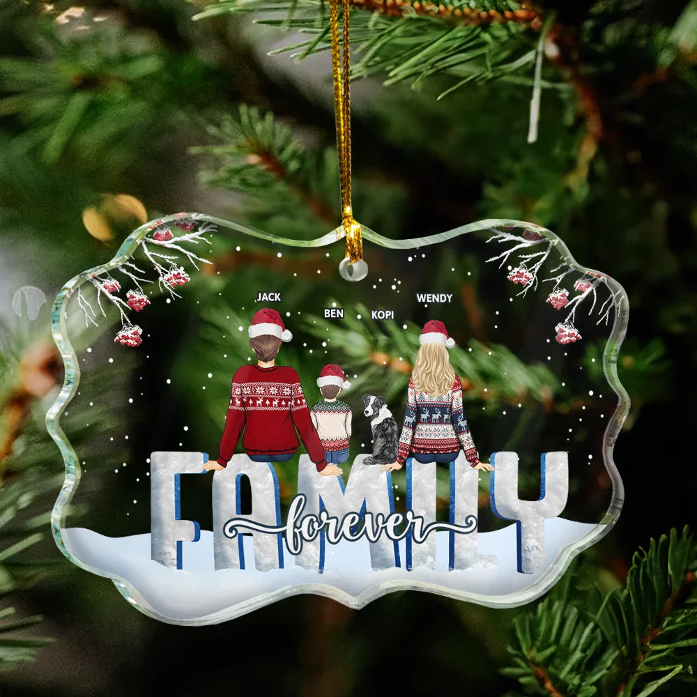 Family Forever - Personalized Medallion Glass Ornament - Image 4