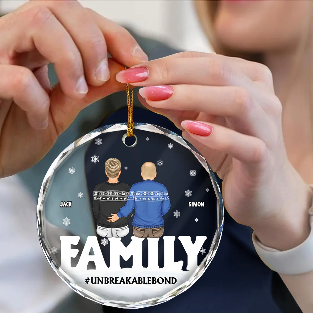 Family Forever Unbreakable Bond Christmas - Personalized Circle Glass Ornament - Image 4