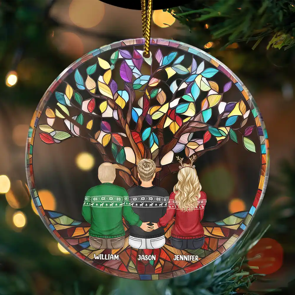 Family Forever Unbreakable Bond Tree Of Life - Personalized Circle Acrylic Ornament - Image 3