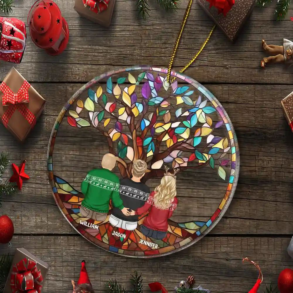 Family Forever Unbreakable Bond Tree Of Life - Personalized Circle Acrylic Ornament - Image 5