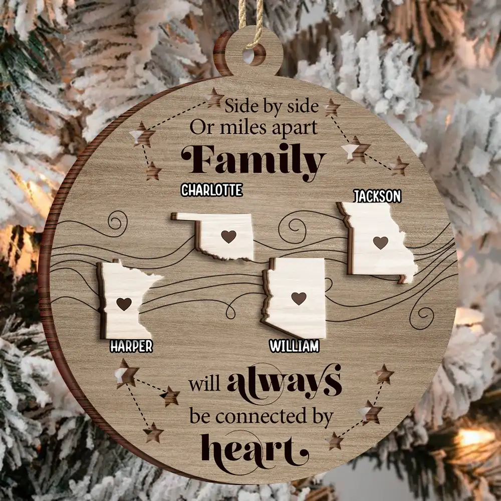 Family Friends Siblings Sisters Besties Long Distance Relationship - Personalized 2-Layered Wooden Ornament - Image 3