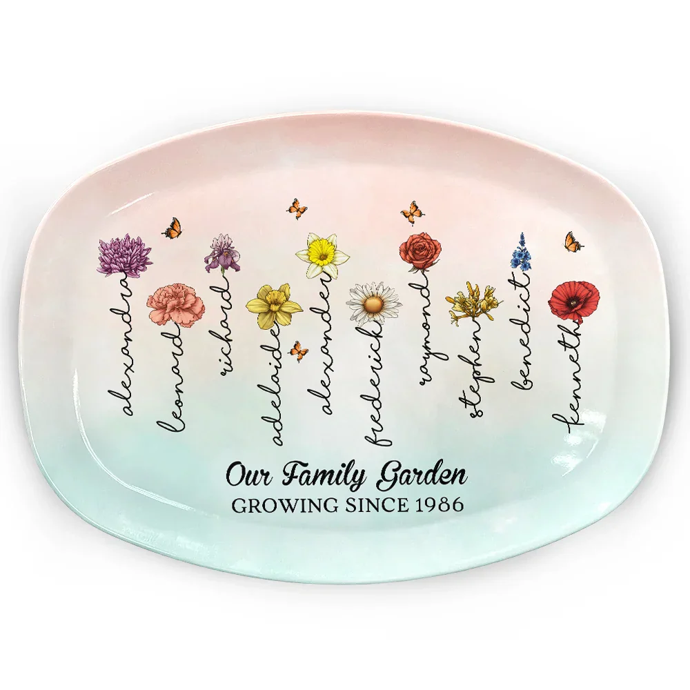 Family Garden Birth Month Flowers - Personalized Plate - Image 2