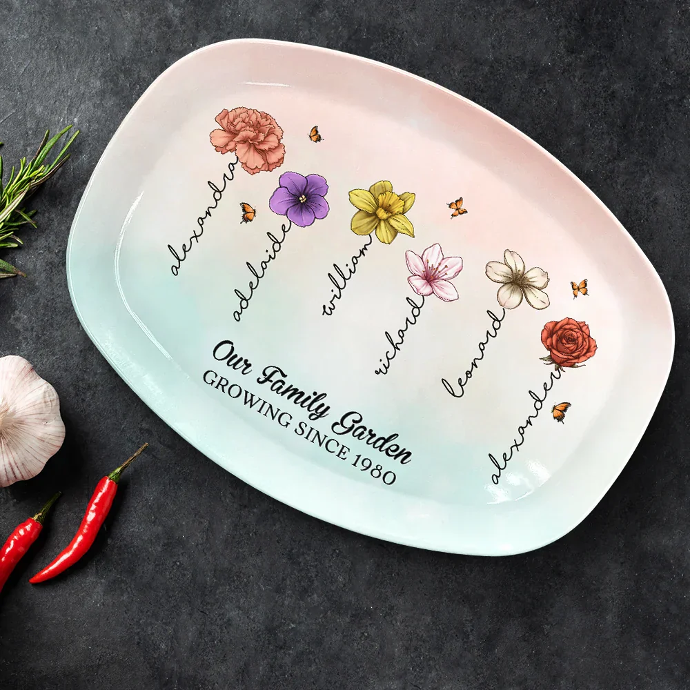 Family Garden Birth Month Flowers - Personalized Plate - Image 3