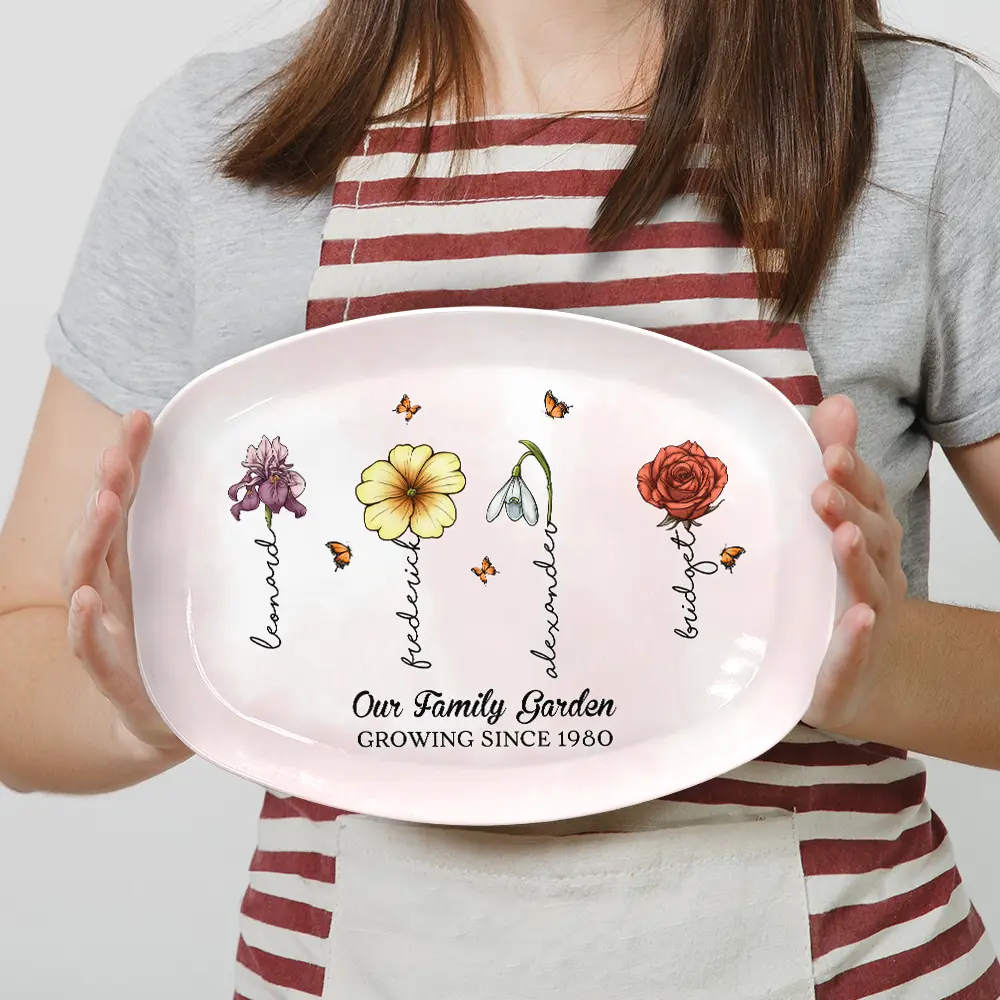 Family Garden Birth Month Flowers - Personalized Plate - Image 4