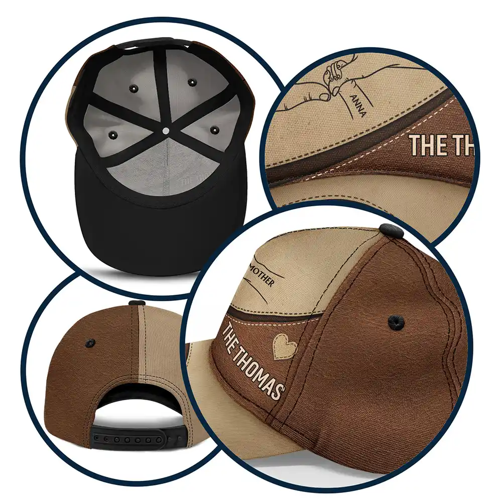 Family Holding Hands Parents & Kids - Personalized Classic Cap - Image 4