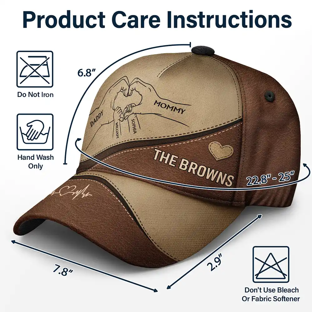 Family Holding Hands Parents & Kids - Personalized Classic Cap - Image 5