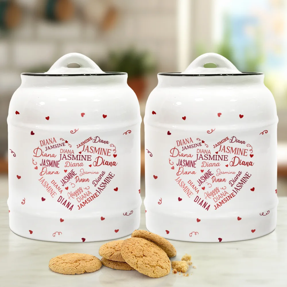 Family Kid Names Sweetheart - Personalized Cookie Jar - Image 2