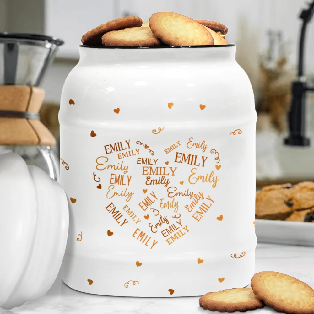 Family Kid Names Sweetheart - Personalized Cookie Jar - Image 3