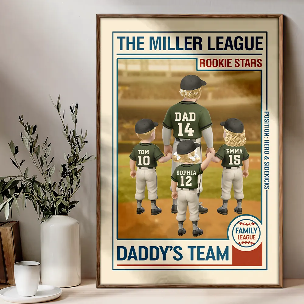 Family League Daddy's Team - Personalized Poster - Image 4