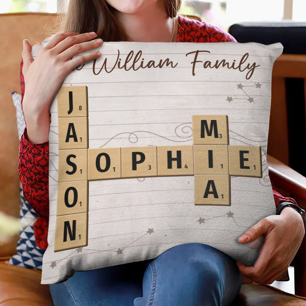 Family Love Crossword Scrabble - Personalized Pillow - Image 3