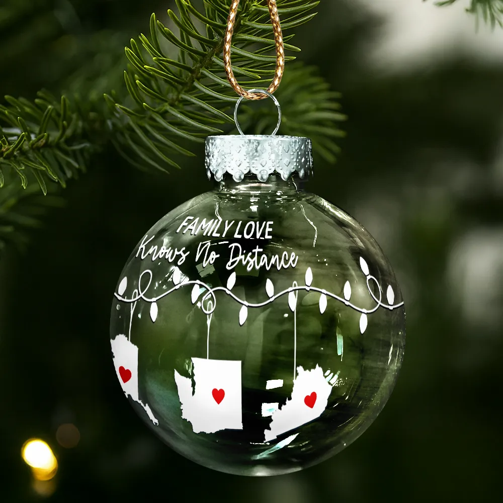 Family Love Knows No Distance - Personalized Ball Ornament - Image 2