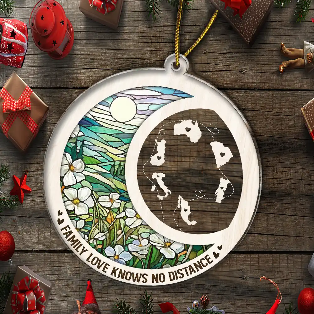 Family Love Knows No Distance - Personalized Custom Shaped Acrylic Ornament - Image 5