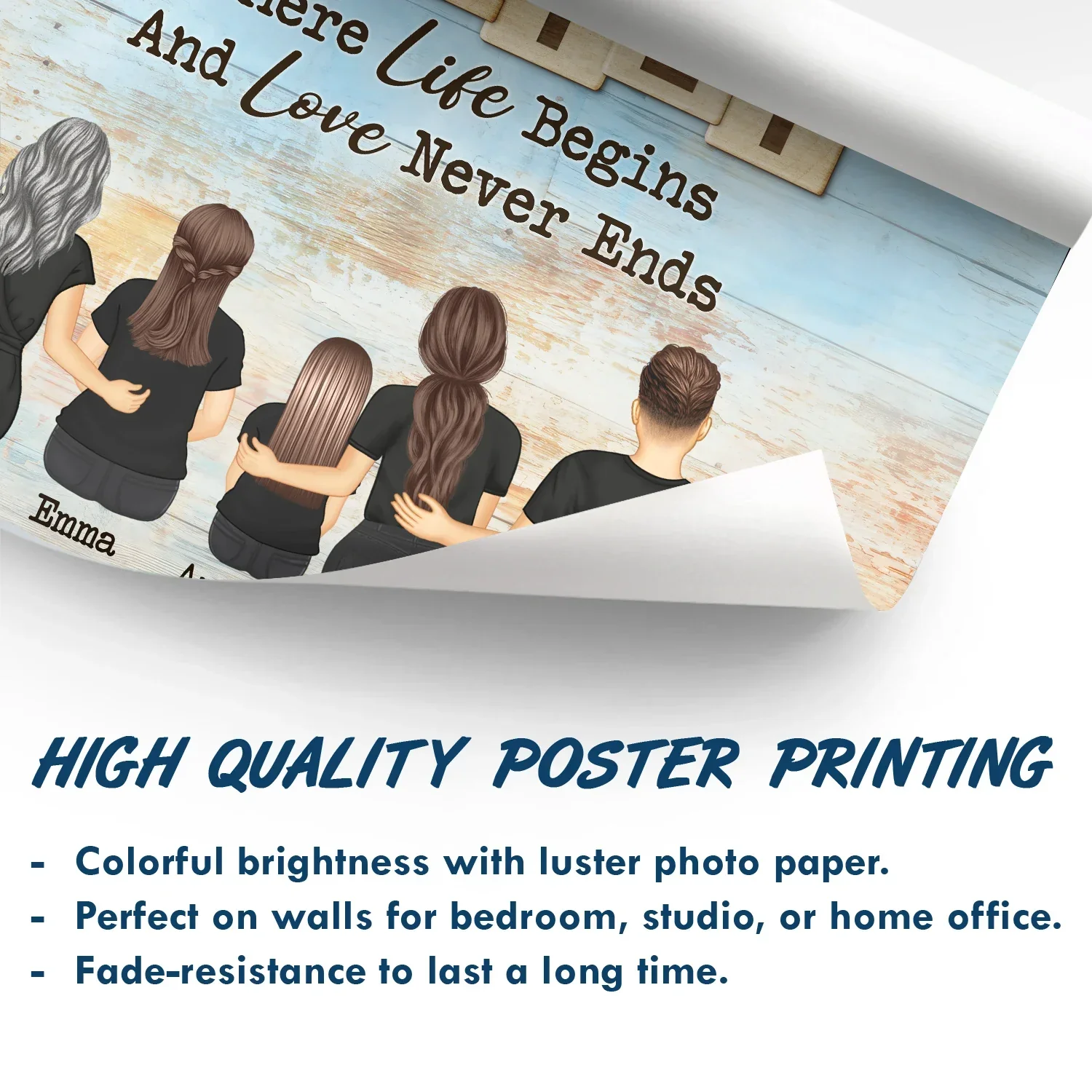 Family Love Never Ends - Personalized Poster - Image 5