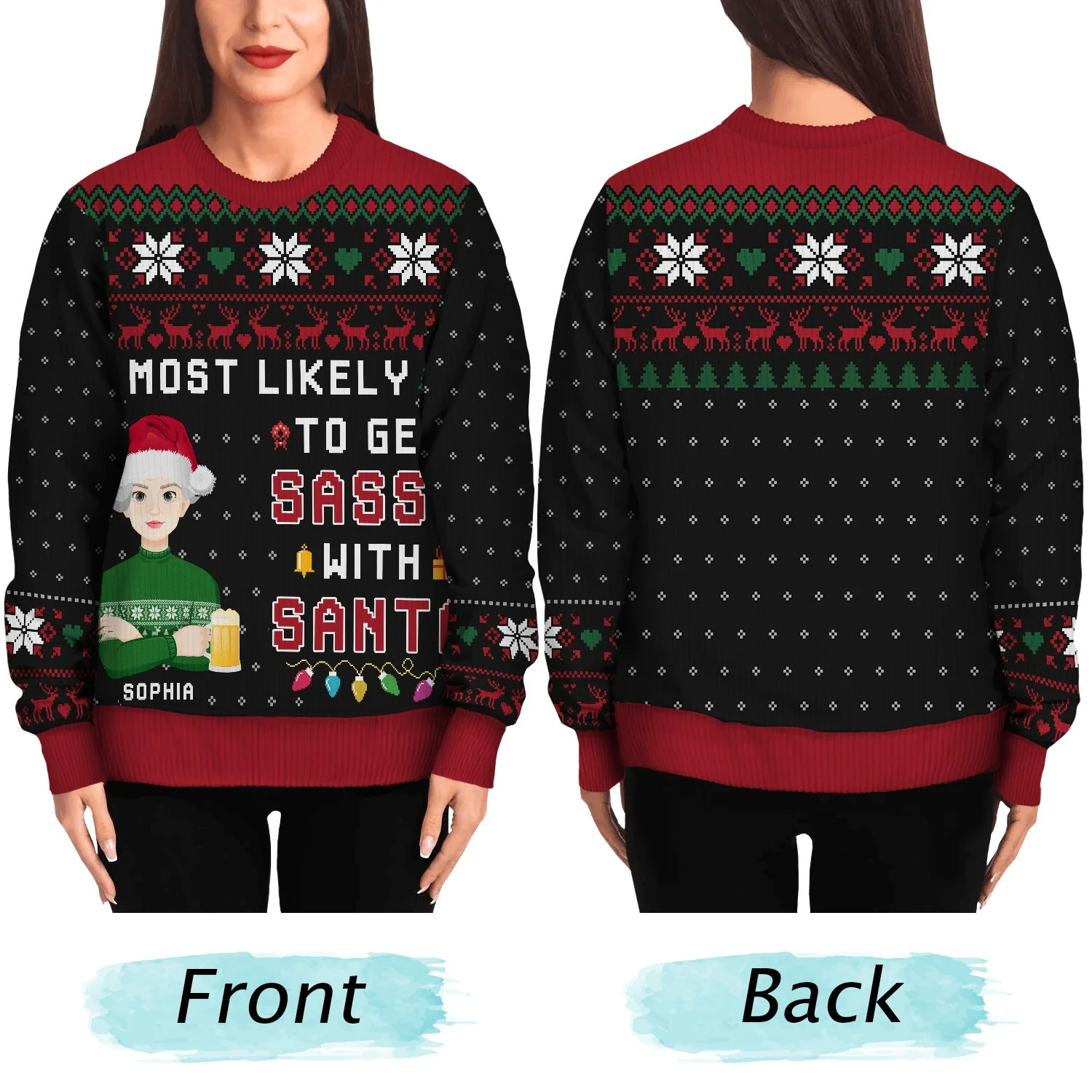 Family Matching Shirt Most Likely To - Funny Christmas Gift For Family - Personalized Unisex Ugly Sweater - Image 5