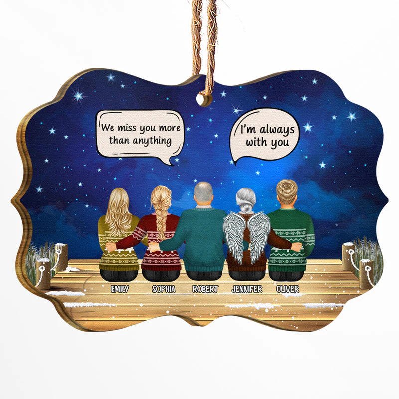 Family Memorial We Miss You - Christmas Memorial Gift For Family - Personalized Wooden Ornament
