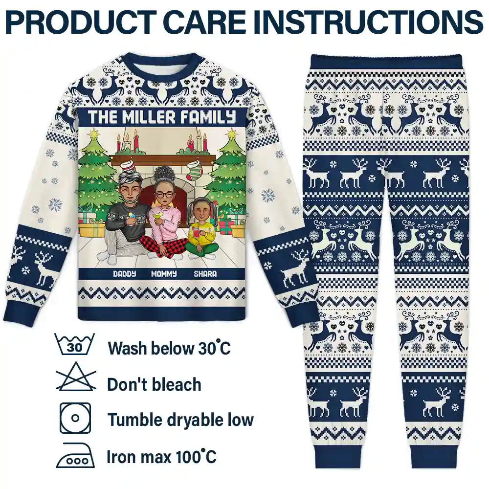 Family Merry Christmas - Personalized Unisex Pajamas Set - Image 6