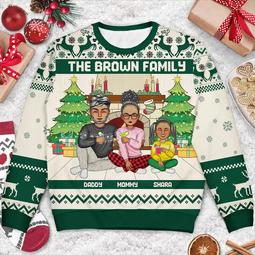 Family Merry Christmas - Personalized Unisex Ugly Sweater - Image 3