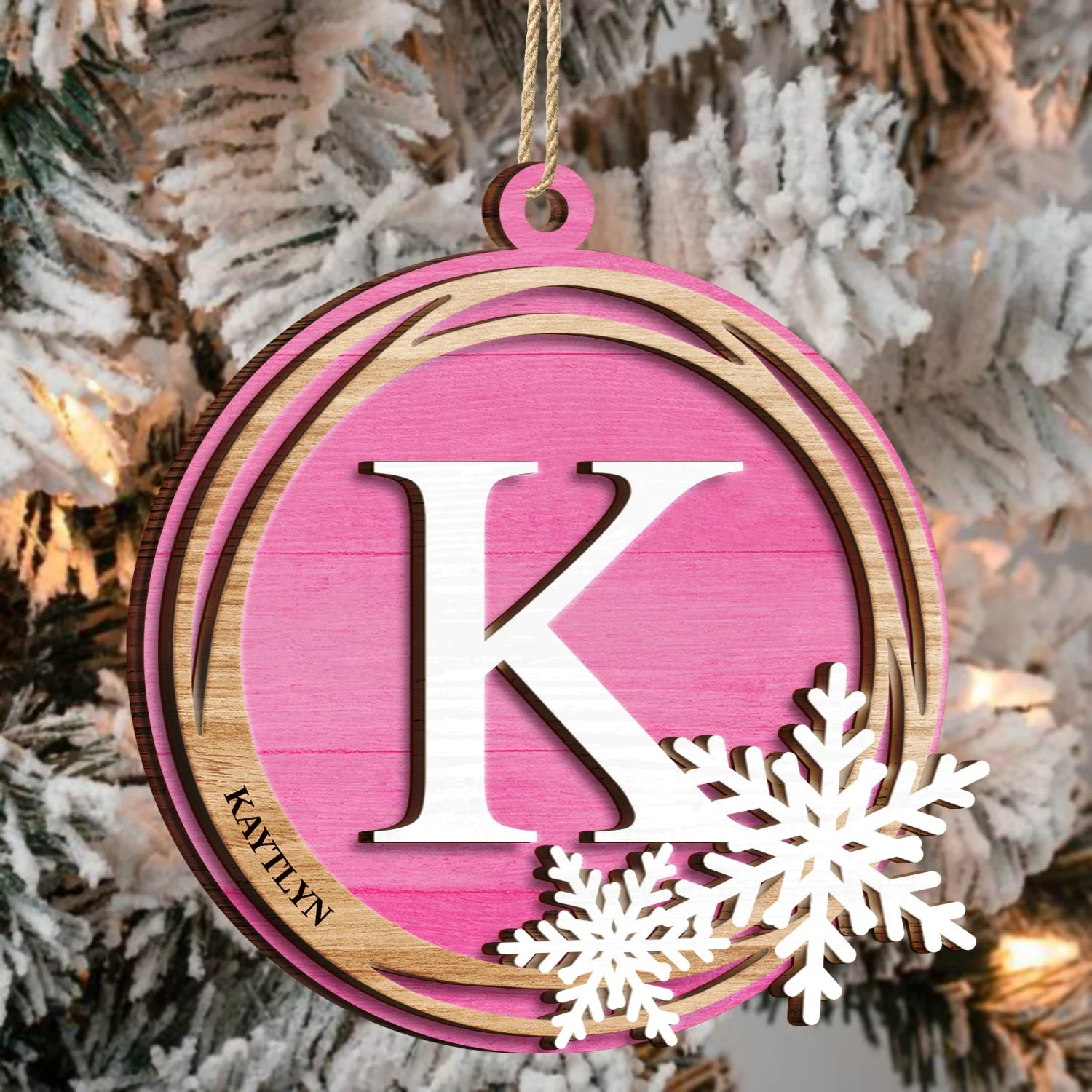 Family Monogram Alphabet - Christmas Gift For Family - Personalized 2-Layered Wooden Ornament - Image 3