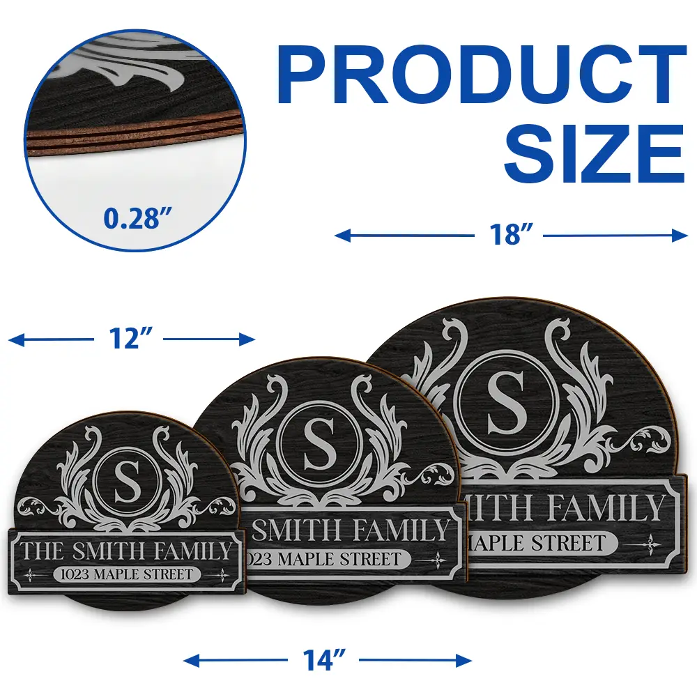 Family Monogram With Address - Personalized Custom Shaped Wood Sign - Image 5