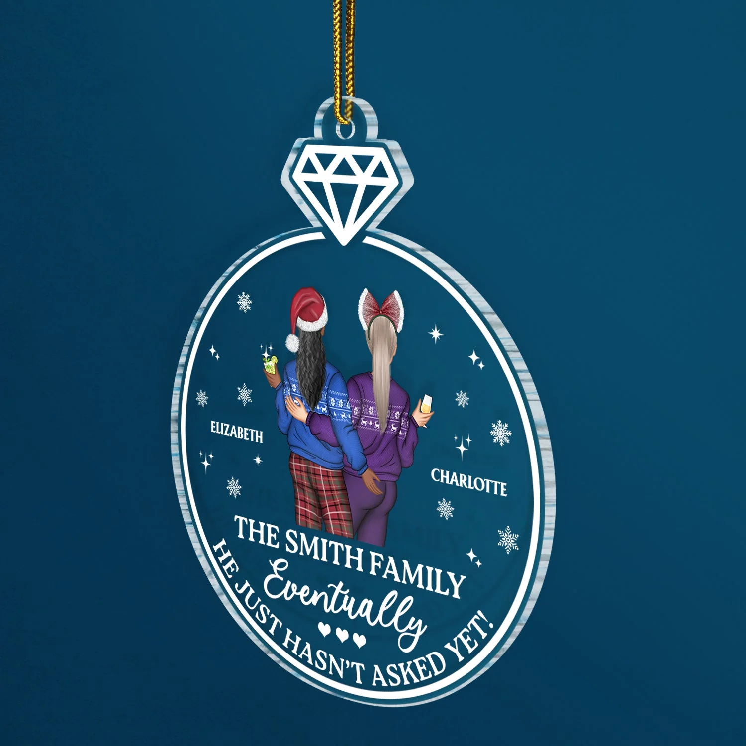 Family Name Eventually He Just Hasn't Asked Yet - Christmas Gift For Couple, Boyfriend, Girlfriend - Personalized Custom Shaped Acrylic Ornament - Image 2