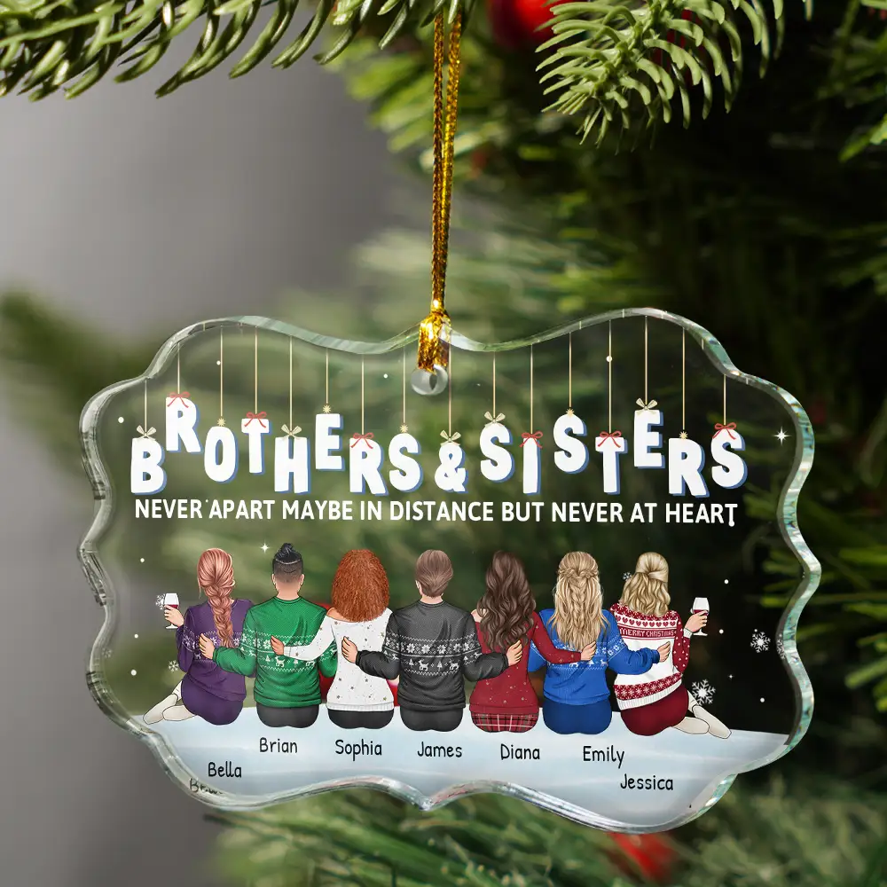 Family Never Apart Maybe In Distance - Personalized Medallion Glass Ornament - Image 3