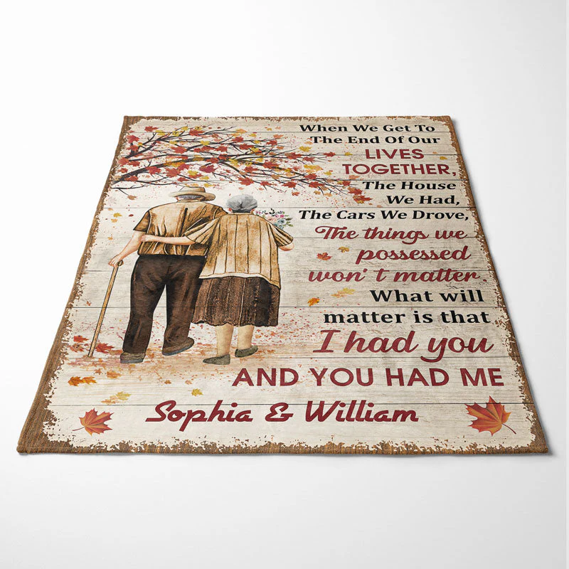 Family Old Couple Husband Wife When We Get Fall Leaves Custom Blanket - Image 4