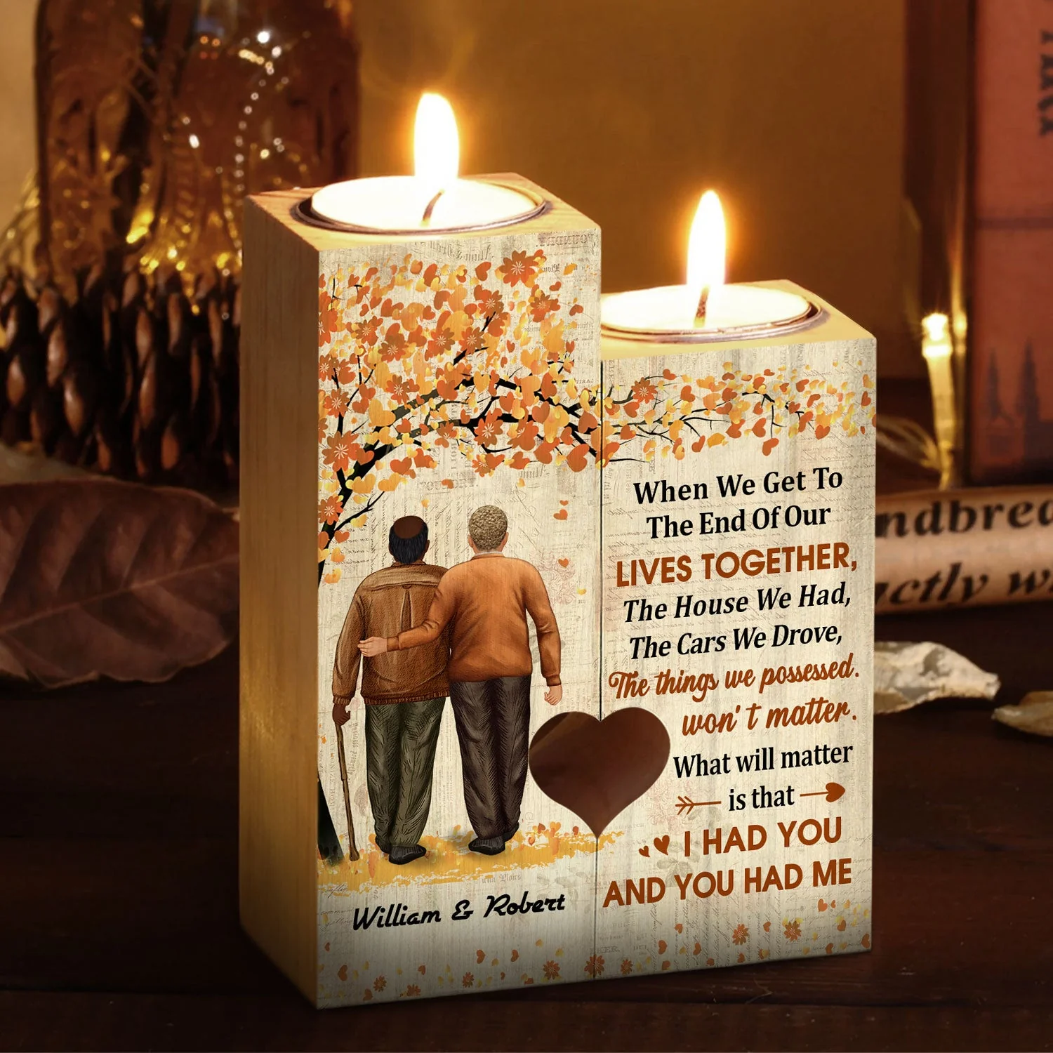 Family Old Couple When We Get To The End - Gift For Couples - Personalized Custom Candle Holder - Image 2