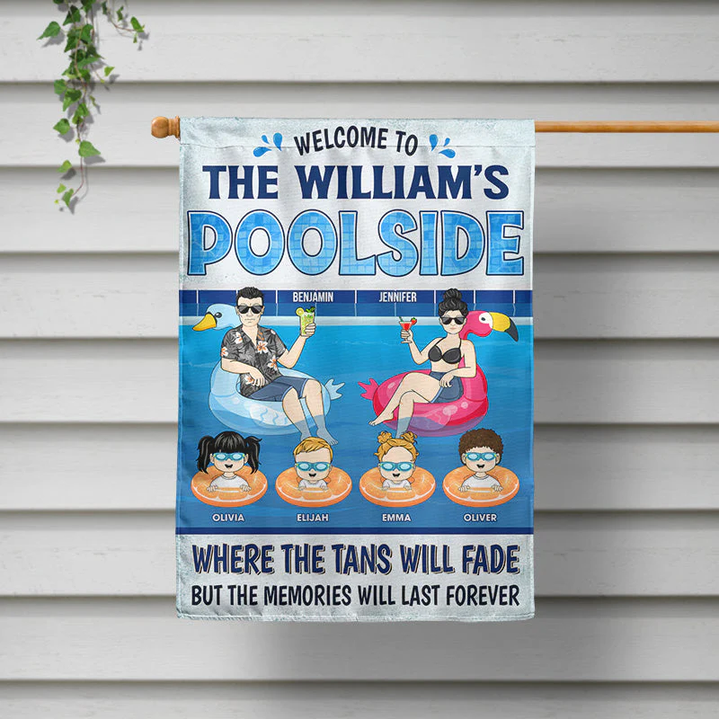 Family Poolside The Memories Will Last Forever - Gift For Couple - Personalized Custom Flag - Image 2