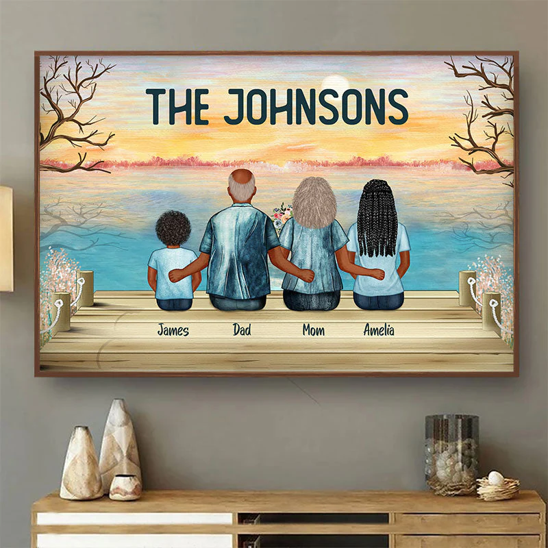 Family Portrait Art Sympathy Memorial - Family Gift - Personalized Custom Poster - Image 2