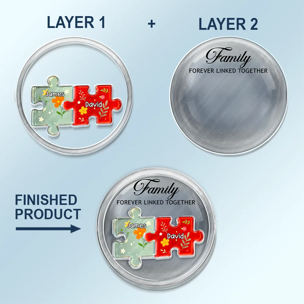 Family Puzzle Linked Together - Personalized Custom Shaped Acrylic Car Visor Clip - Image 6