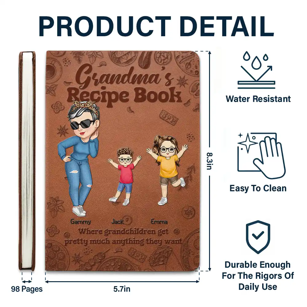 Family Recipe Mom Book - Personalized Leather Journal - Image 5
