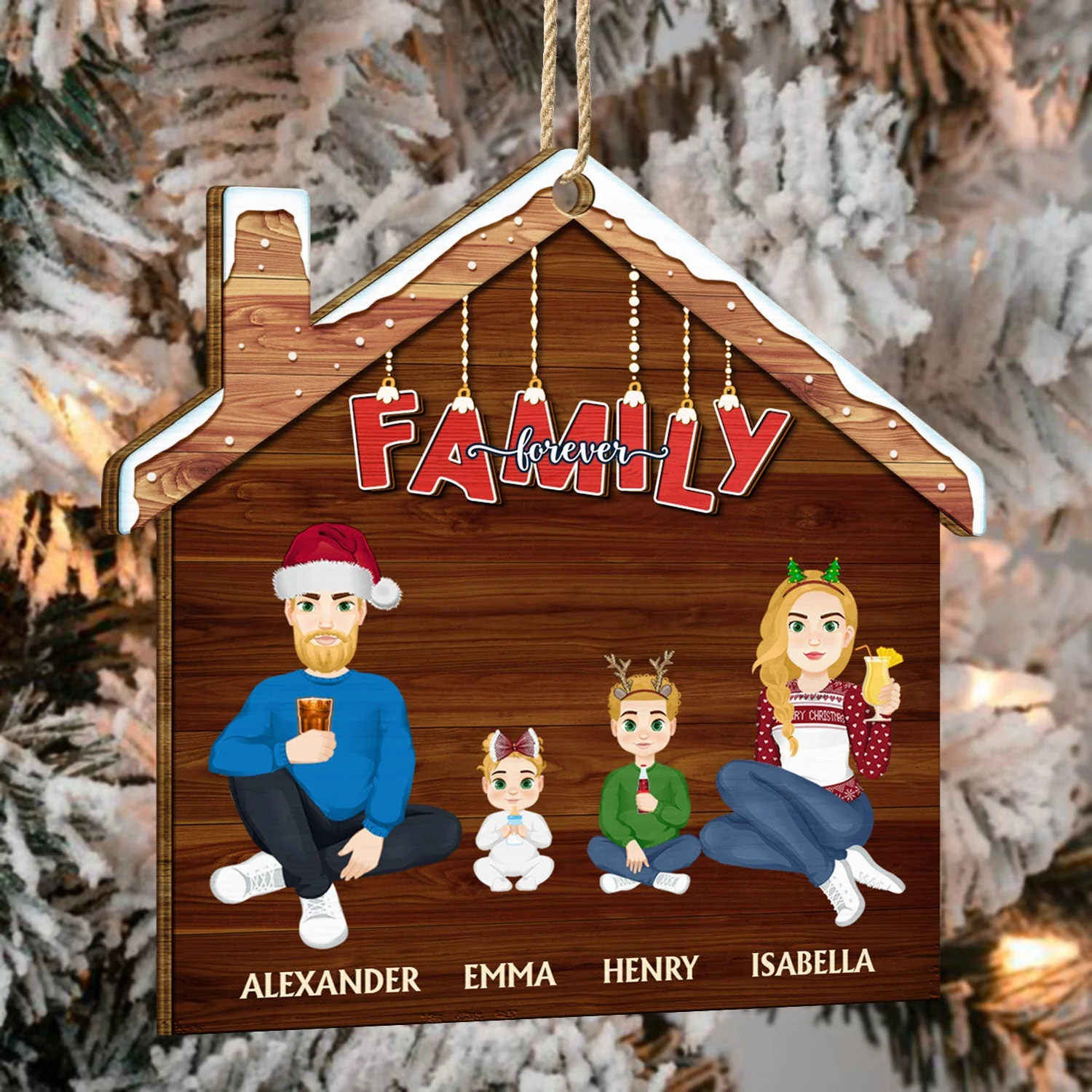 Family Siblings Forever - Christmas Gift For Parents, Sisters, Brothers, Besties, Best Friends, Colleagues - Personalized Custom Shaped Wooden Ornament - Image 4