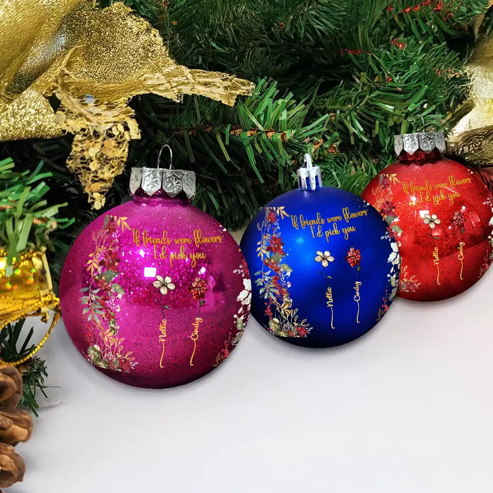 Family Sisters Are Different Flowers From The Same Garden - Personalized Ball Ornament - Image 4
