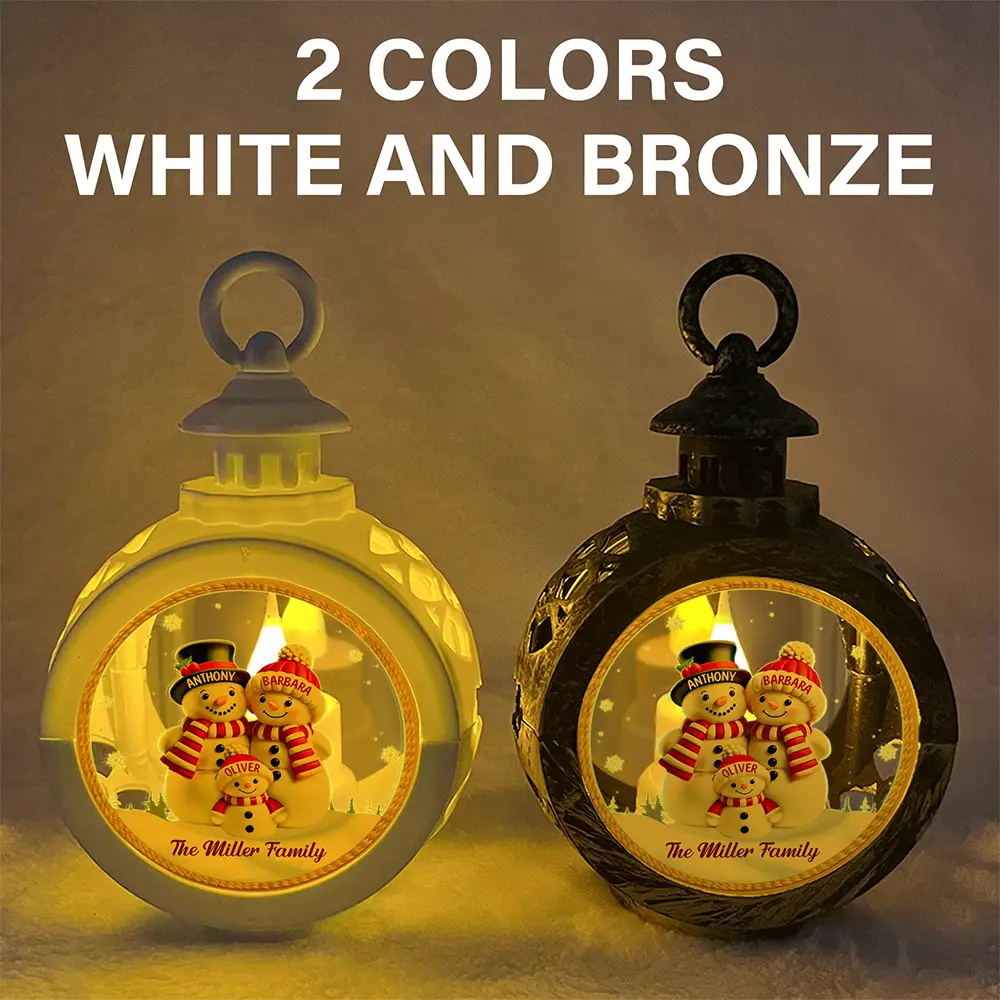 Family Snowman - Personalized Candlelight Lantern Ornament - Image 5