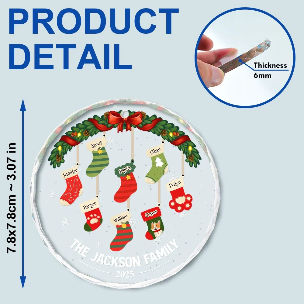 Family Stockings - Personalized Circle Glass Ornament - Image 6