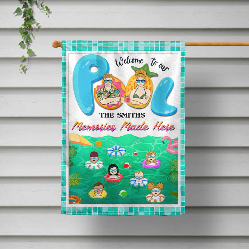 Family Swimming Pool Memories Made Here - Pool Flags - Personalized Custom Flag - Image 2