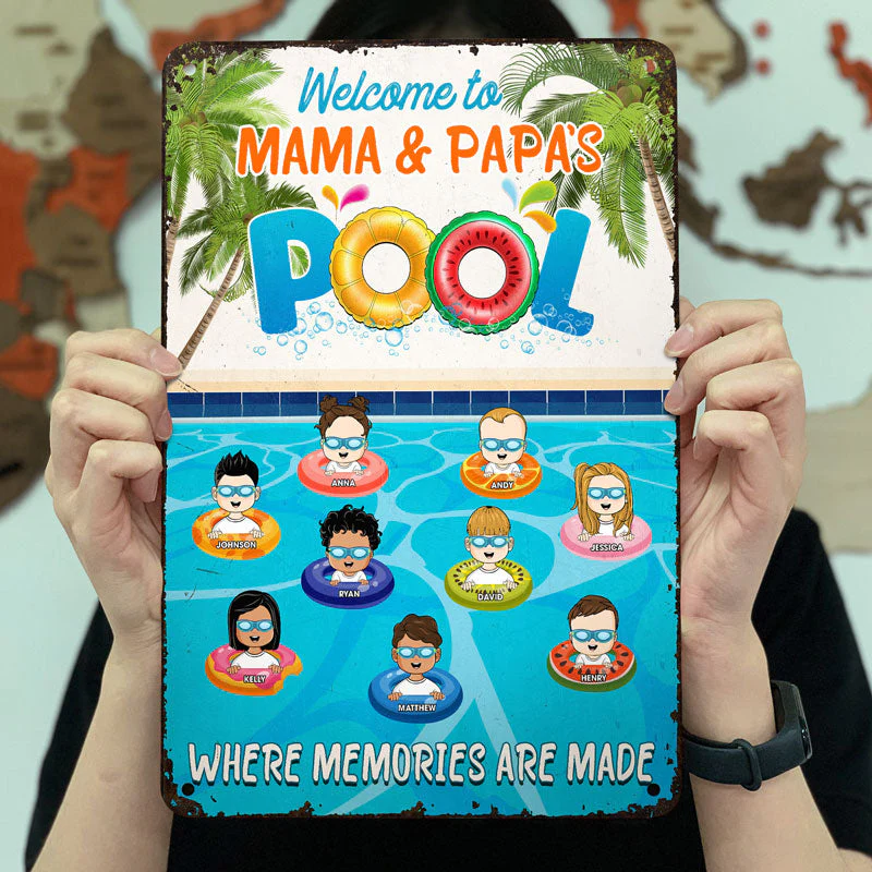Family Swimming Pool Where Memories Are Made - Pool Decoration - Personalized Custom Classic Metal Signs - Image 3