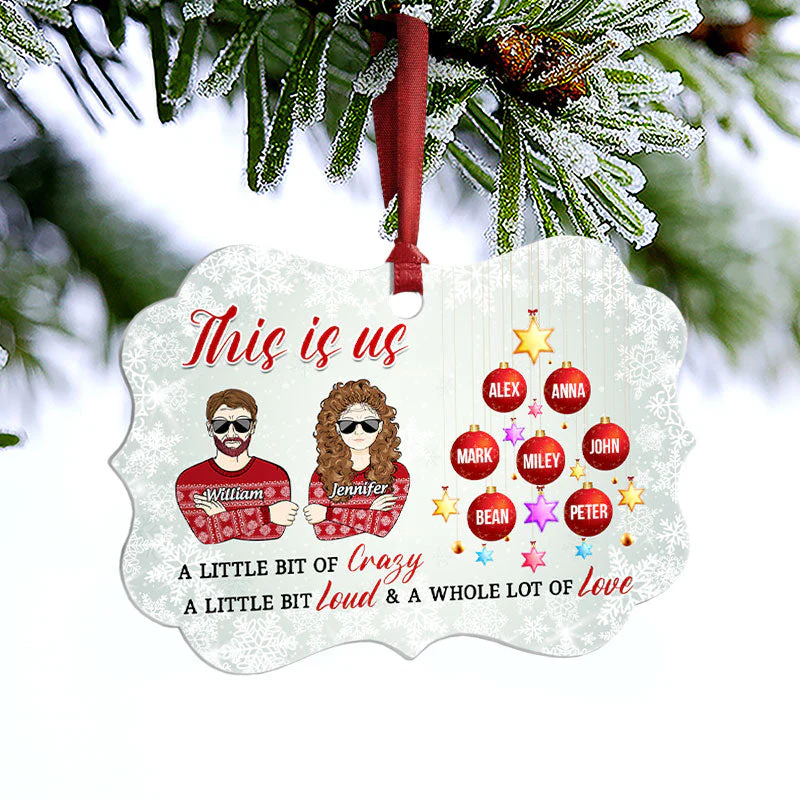 Family This Is Us A Whole Lot Of Love - Christmas Gift - Personalized Custom Aluminum Ornament - Image 3
