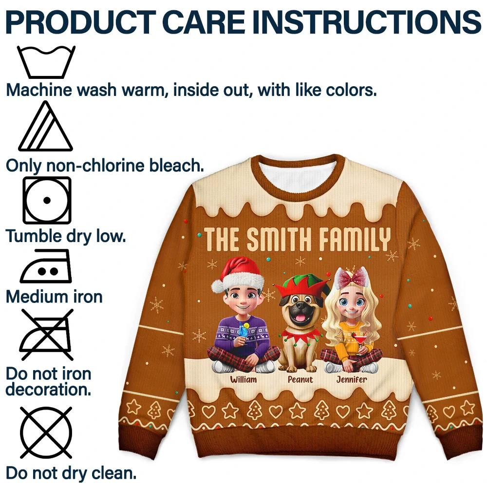 Family Together Christmas Gingerbread Pattern - Personalized Unisex Ugly Sweater - Image 7