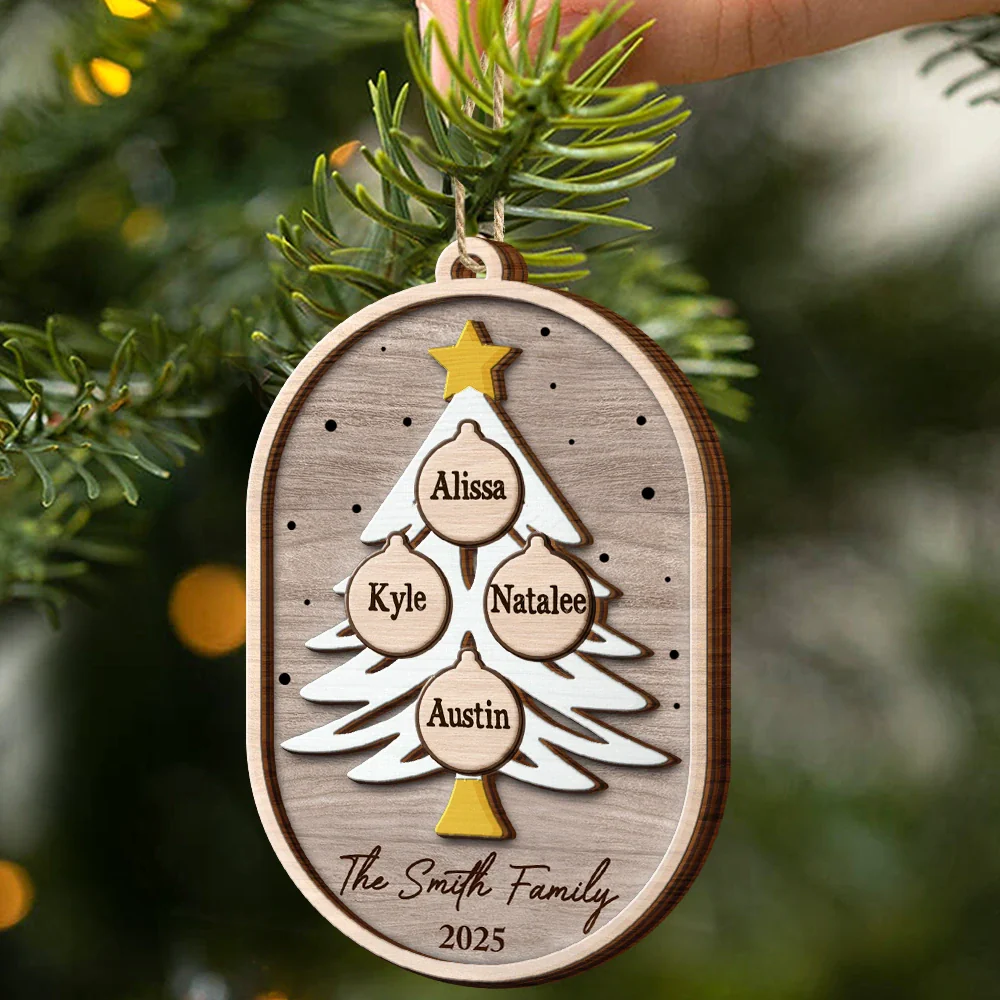 Family Tree Name - Personalized 2-Layered Wooden Ornament - Image 2
