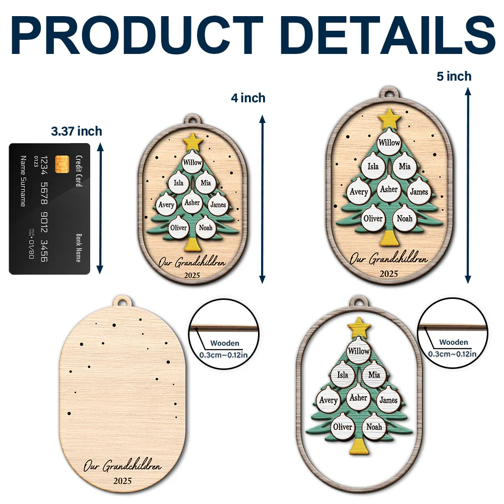 Family Tree Name - Personalized 2-Layered Wooden Ornament - Image 5