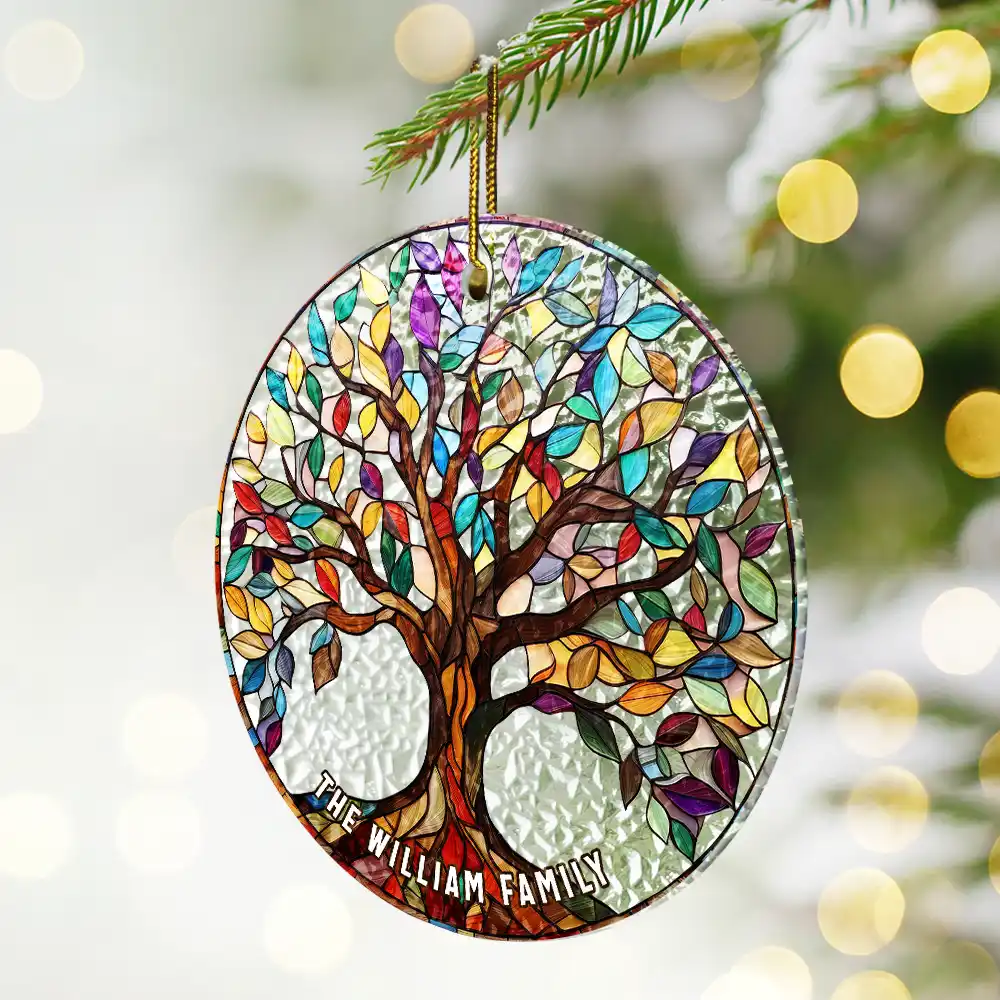 Family Tree Of Life - Personalized Stained Glass Ornament - Image 2