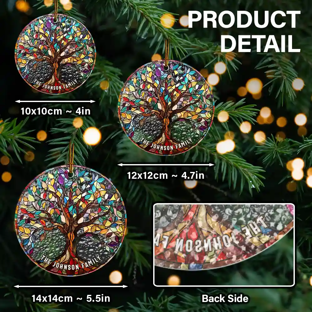 Family Tree Of Life - Personalized Stained Glass Ornament - Image 6