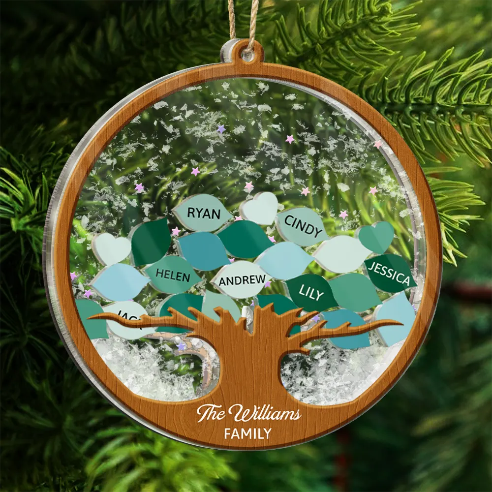 Family Tree - Personalized 3-Layered Acrylic Shaker Ornament - Image 6